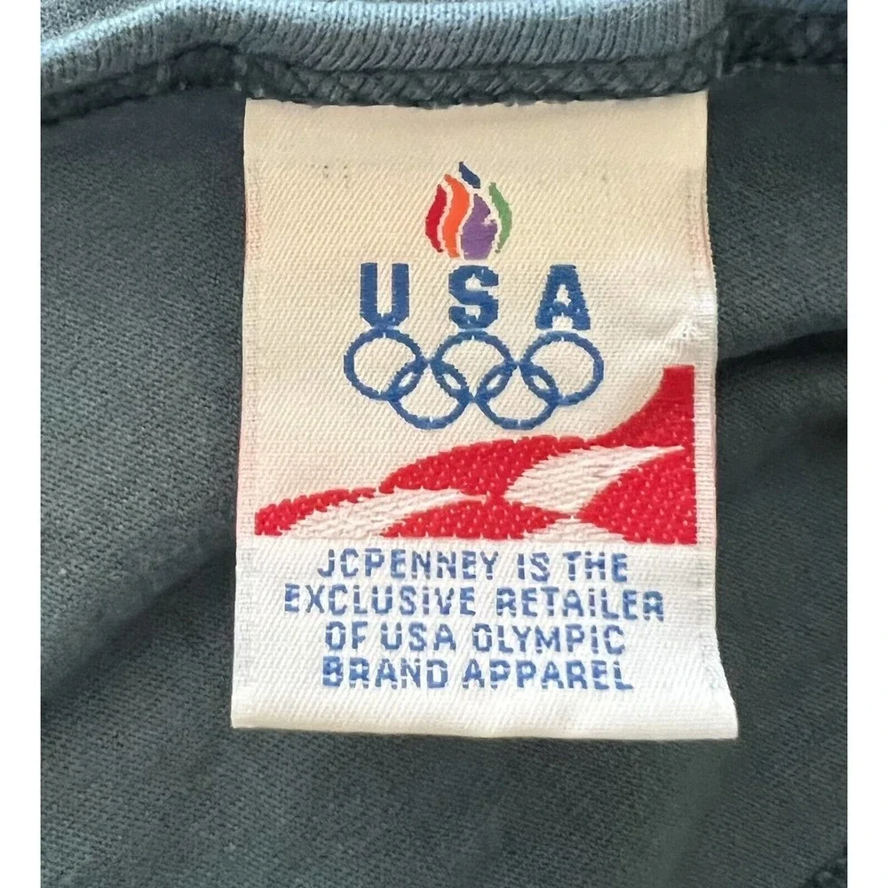 Vintage JcPenney USA Olympics Unisex Adult XL V-Neck Tank Top Blue Cotton‎